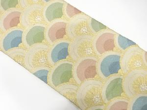 アンティーク　花青海波模様織り出し袋帯（材料）